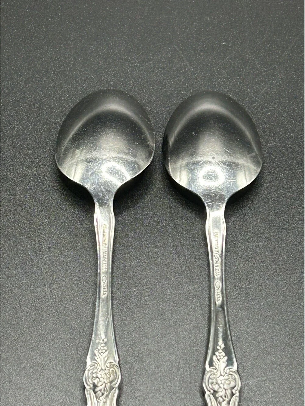 Vintage Pair Of Oneida Louisiana Silverplate Spoon Glossy Floral  1970’s